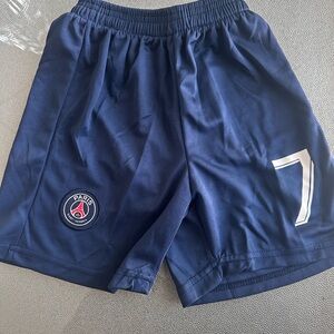 PSG #7 Navy Blue Boys Soccer Shorts - Preowned in Good Condition - Size Small